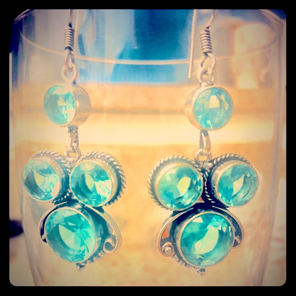 Sterling Silver Turquoise Stained Glass Earrings